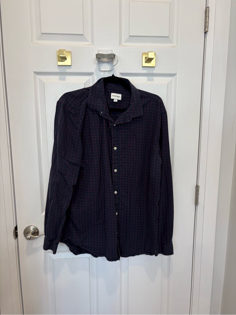 Frank And Oak Navy Plaid Long-Sleeve Button-Down Shirt #1426